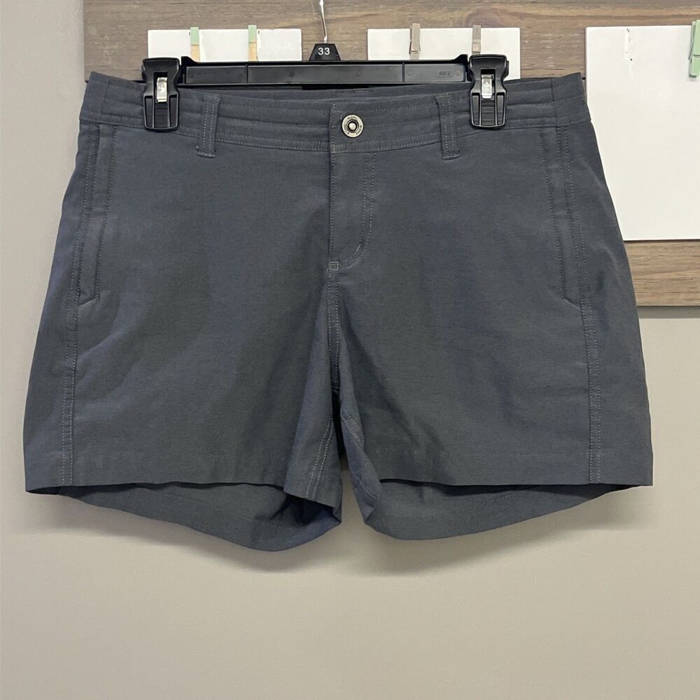Kuhl Women's Dark Grey Snap Zipper Shorts With Zipper Drawstrings-Size 8